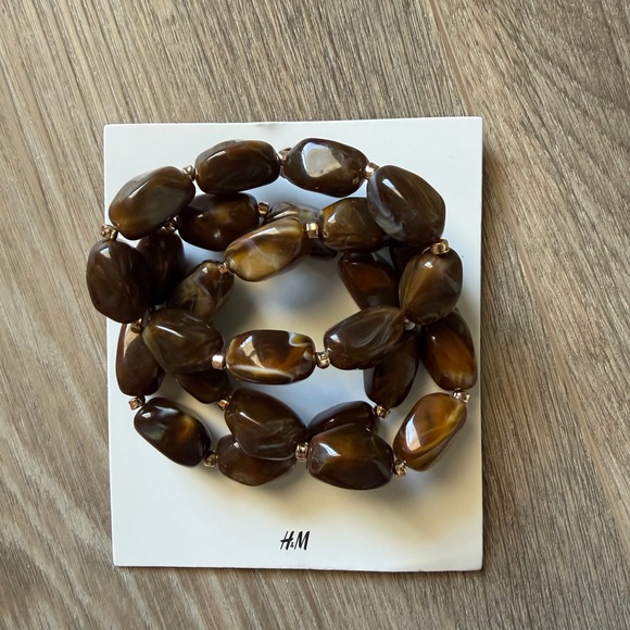 H&M Jewelry - H&M Dark Brown Beaded Bracelet set of 3